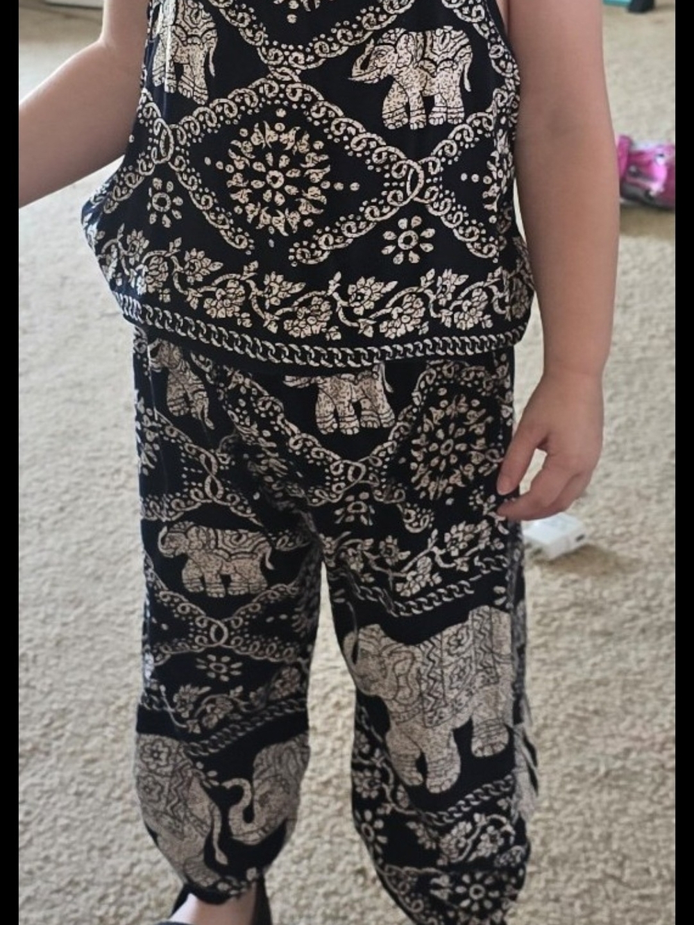 Black & White Elephant Print Two-Piece Set